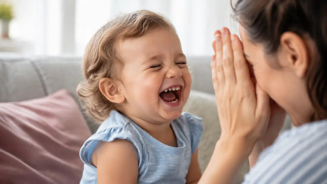 A child's unique little laugh during peekaboo