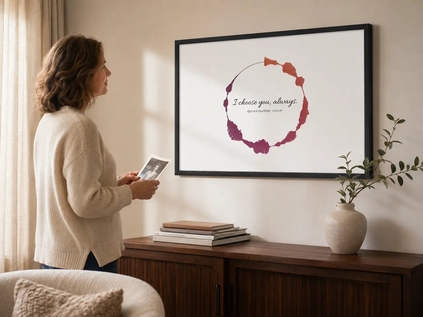 A daughter keeping her loved one's one-of-a-kind voice close through soundwave art