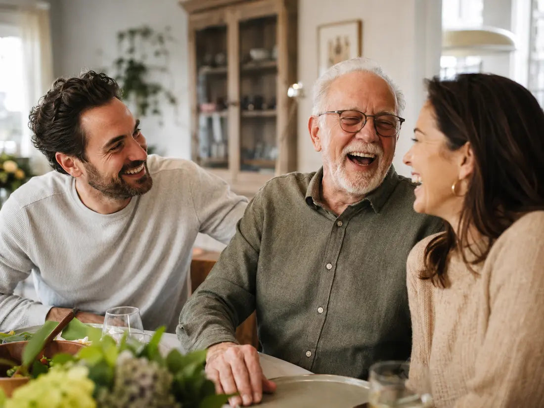 A loved one's unmistakable laugh at a family table